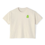 Cute Lime Ghost Boxy Tee – Women's Kawaii Fruit Graphic Shirt