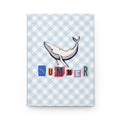 Summer Whale Hardcover Journal — Nautical Checkered Notebook for Beach Notes & Travel Sketches