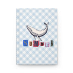 Summer Whale Hardcover Journal — Nautical Checkered Notebook for Beach Notes & Travel Sketches
