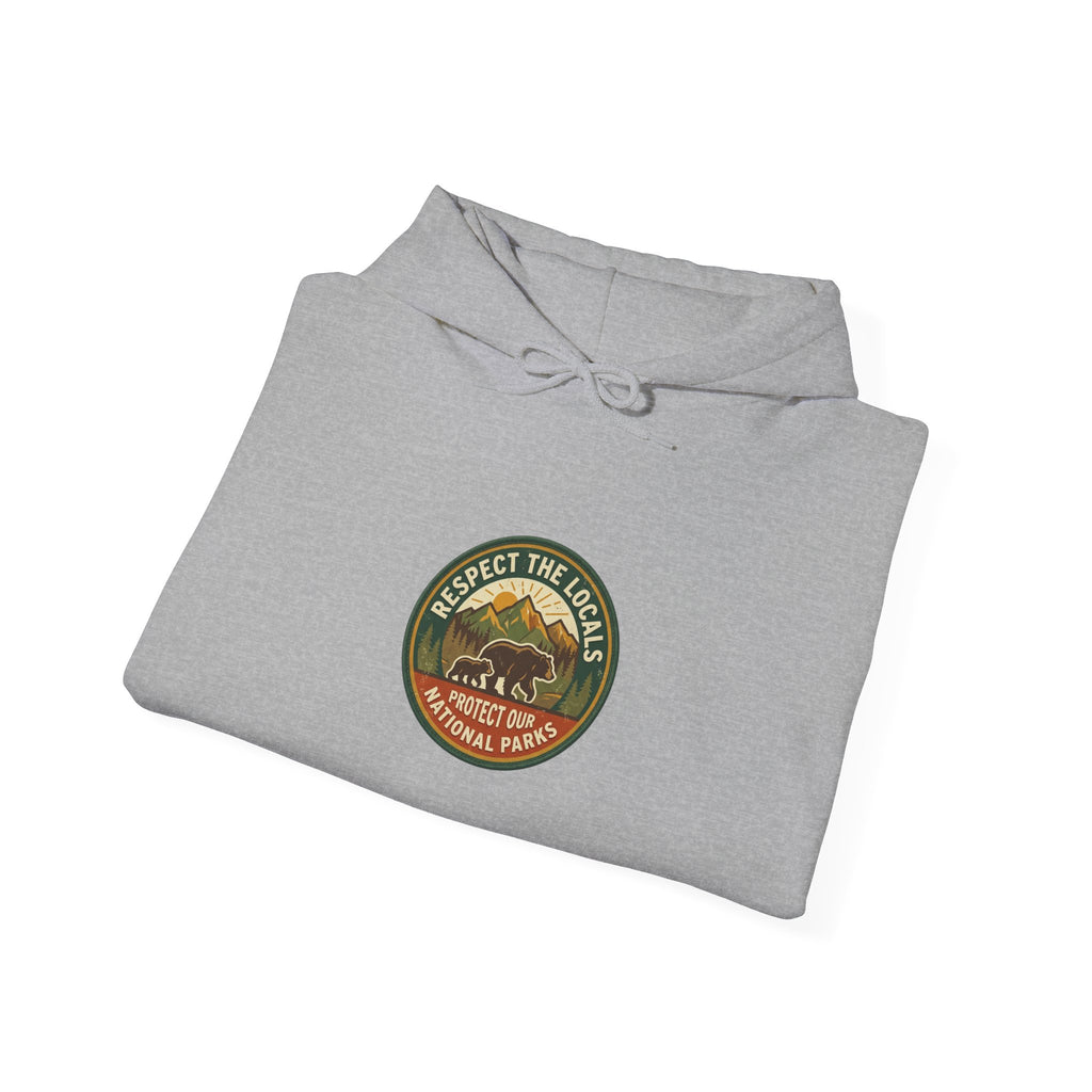 Respect the Locals emblem Hoodie | Protect Our Parks, National Parks, Hiking
