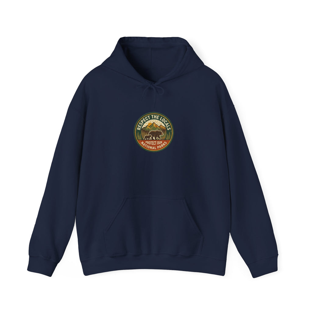 Respect the Locals emblem Hoodie | Protect Our Parks, National Parks, Hiking