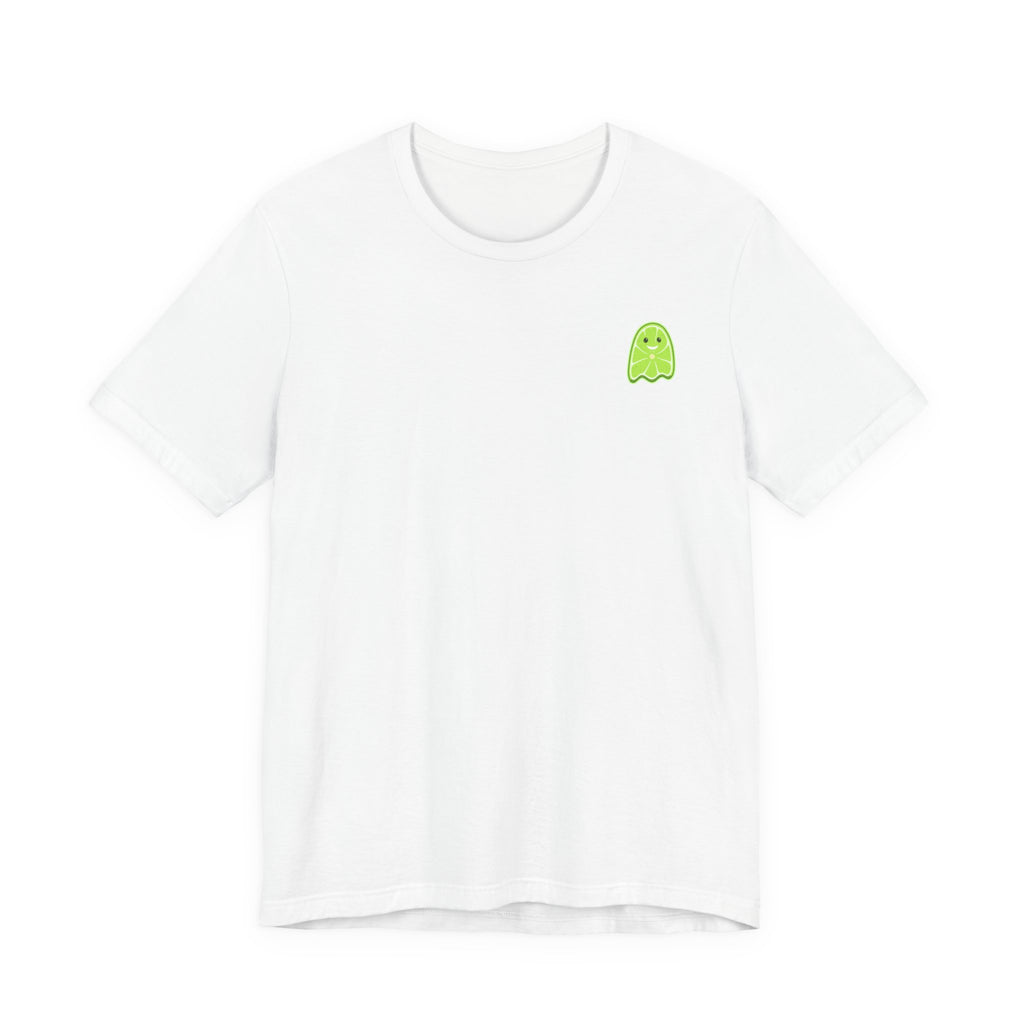 Cute Green Ghost Pocket Tee - Minimal Halloween Graphic T-Shirt