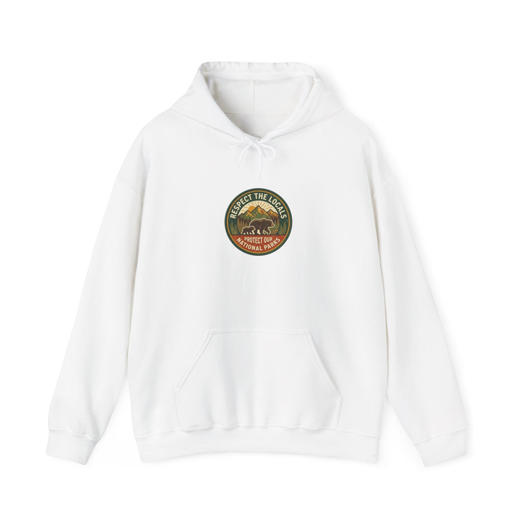 Respect the Locals emblem Hoodie | Protect Our Parks, National Parks, Hiking