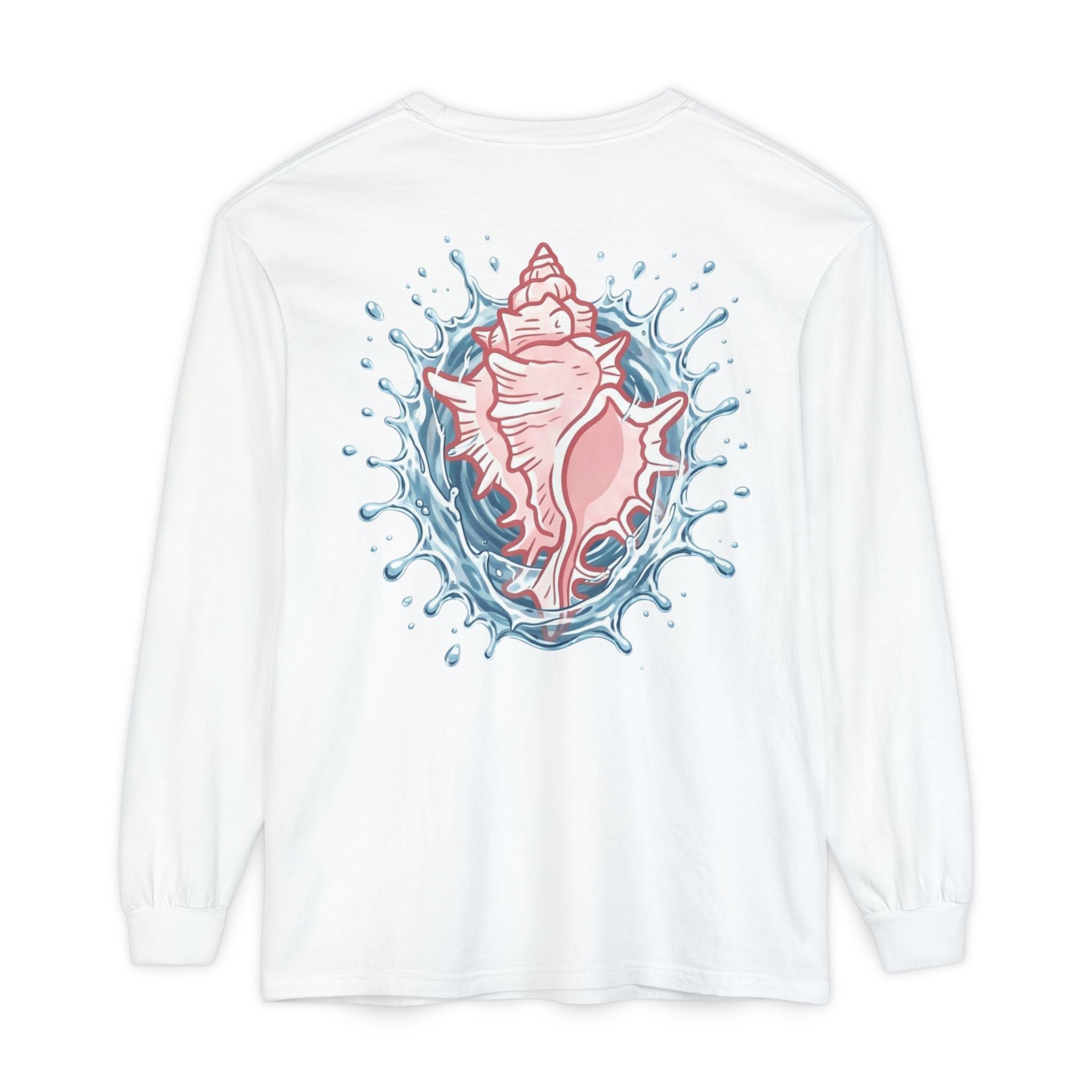 Conch Shell Splash Long Sleeve Tee — "Forever" Coastal Graphic