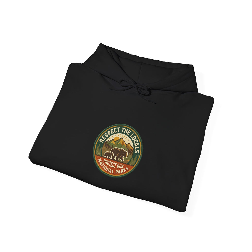 Respect the Locals emblem Hoodie | Protect Our Parks, National Parks, Hiking