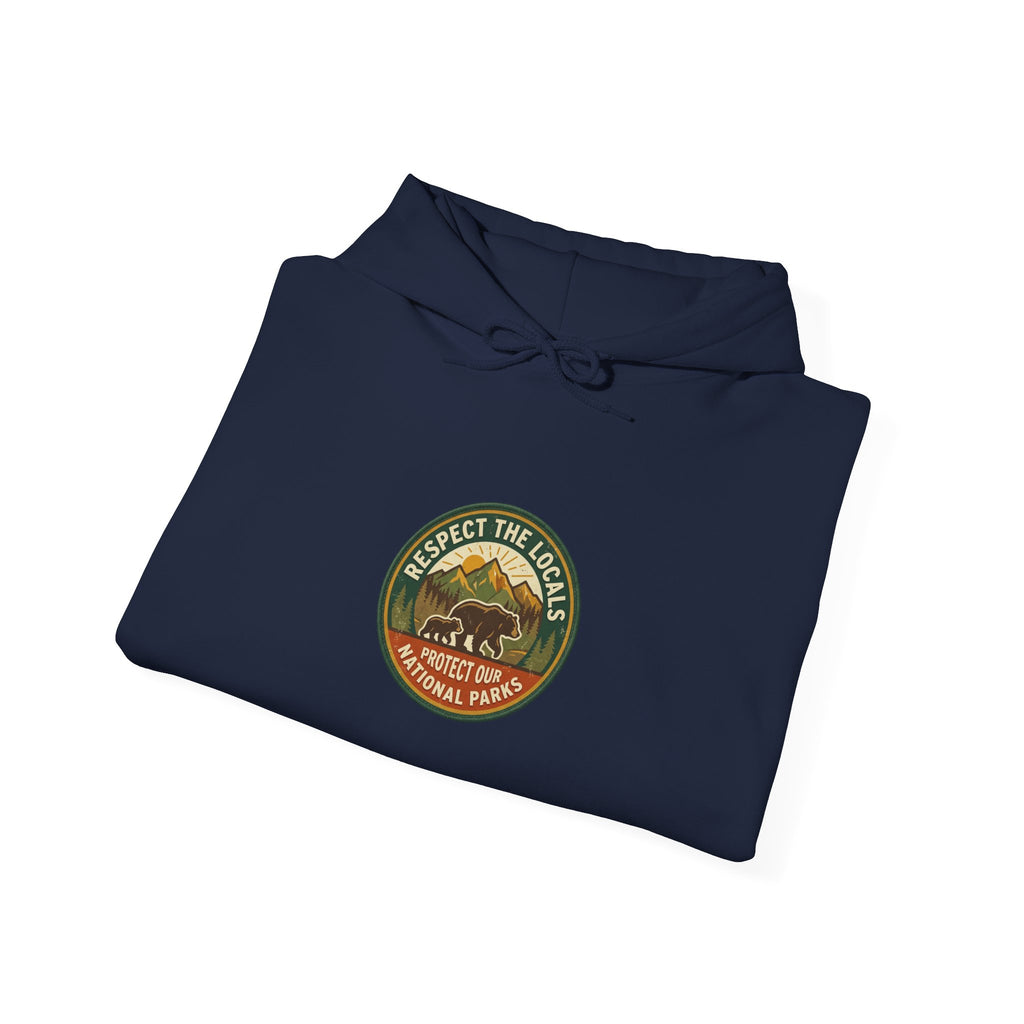 Respect the Locals emblem Hoodie | Protect Our Parks, National Parks, Hiking
