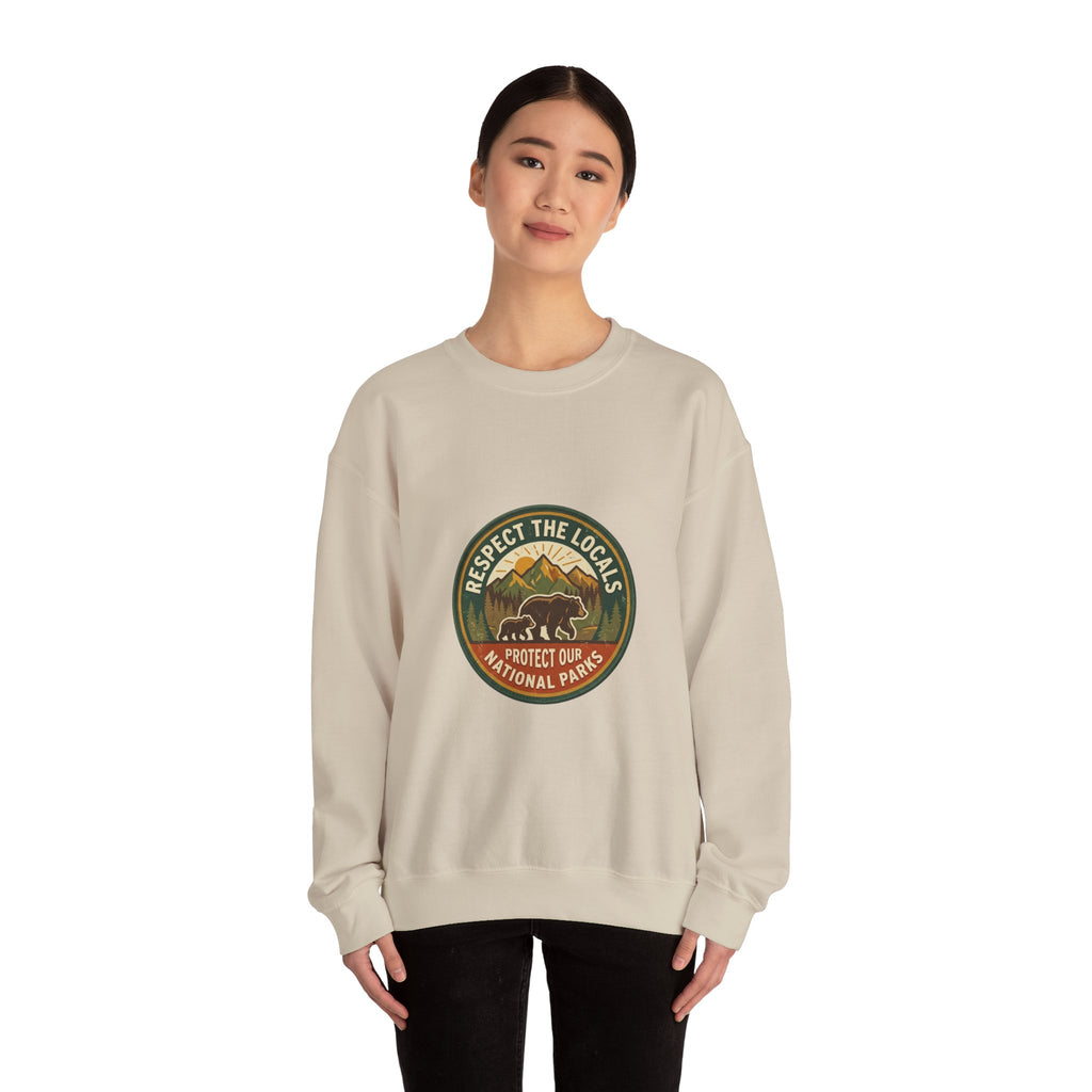 Respect the Locals badge sweatshirt | Protect Our National Parks, hiking camping