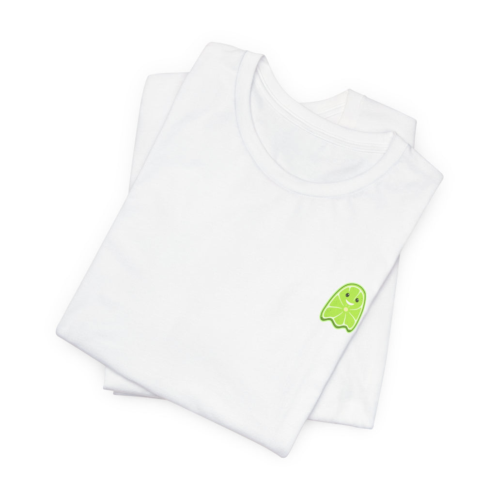 Cute Green Ghost Pocket Tee - Minimal Halloween Graphic T-Shirt