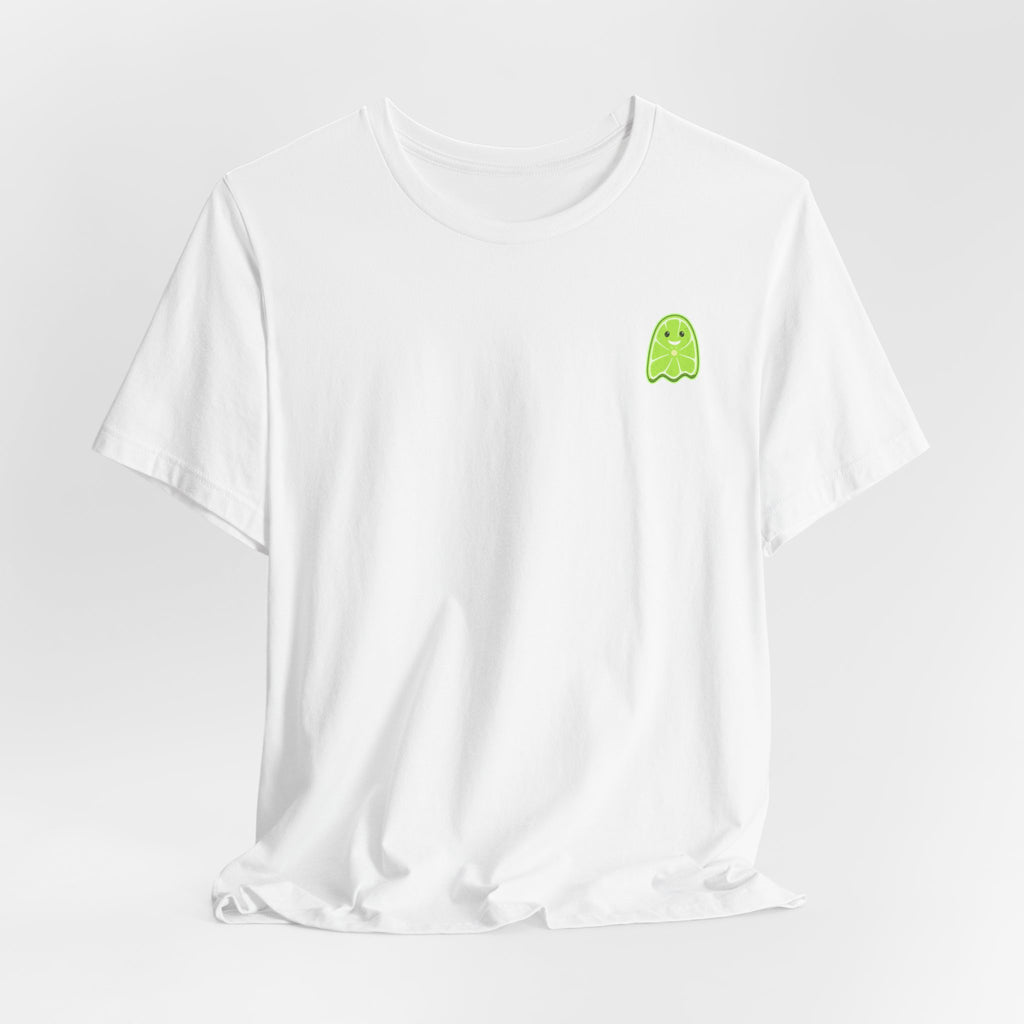 Cute Green Ghost Pocket Tee - Minimal Halloween Graphic T-Shirt