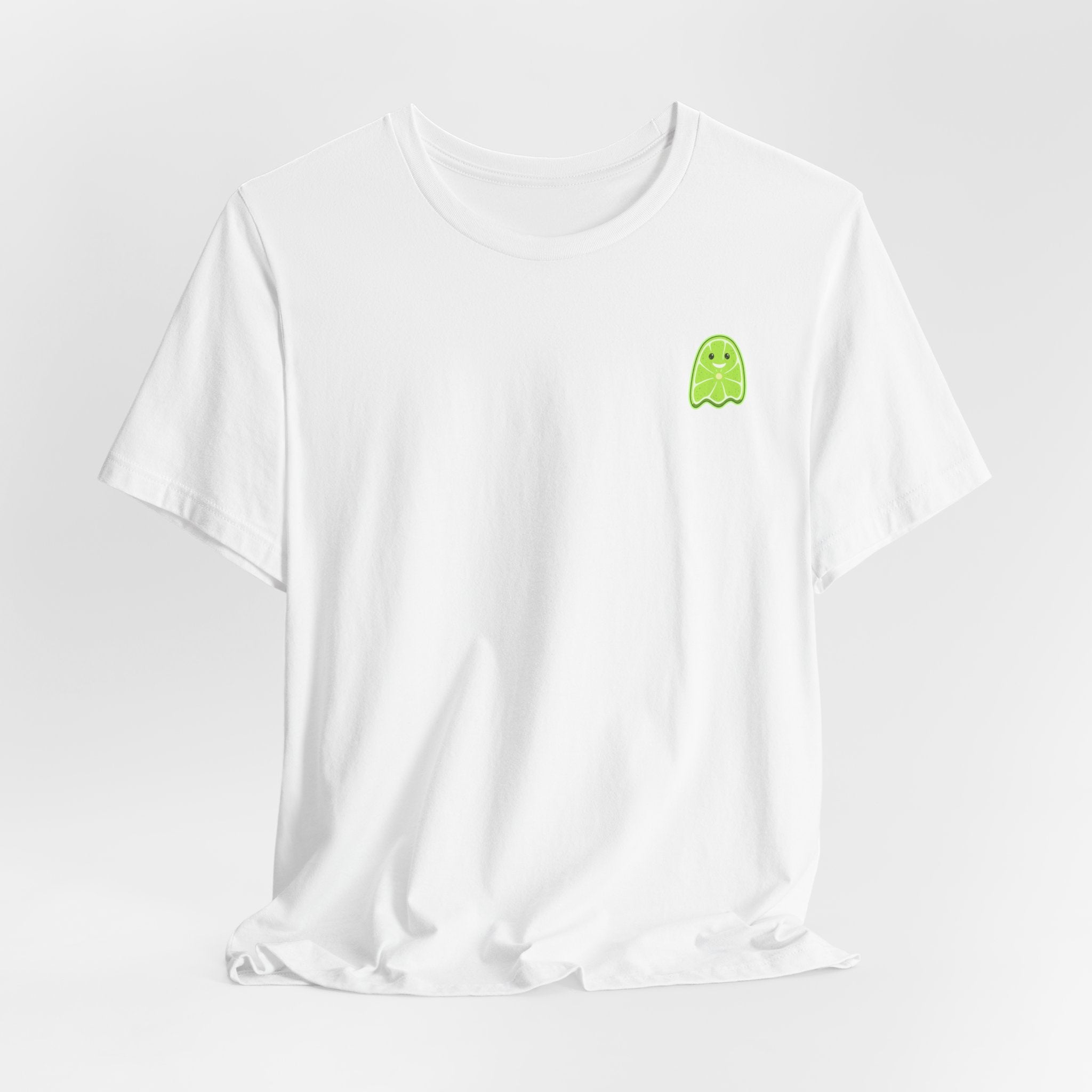 Cute Green Ghost Pocket Tee - Minimal Halloween Graphic T-Shirt