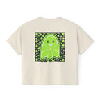 Cute Lime Ghost Boxy Tee – Women's Kawaii Fruit Graphic Shirt